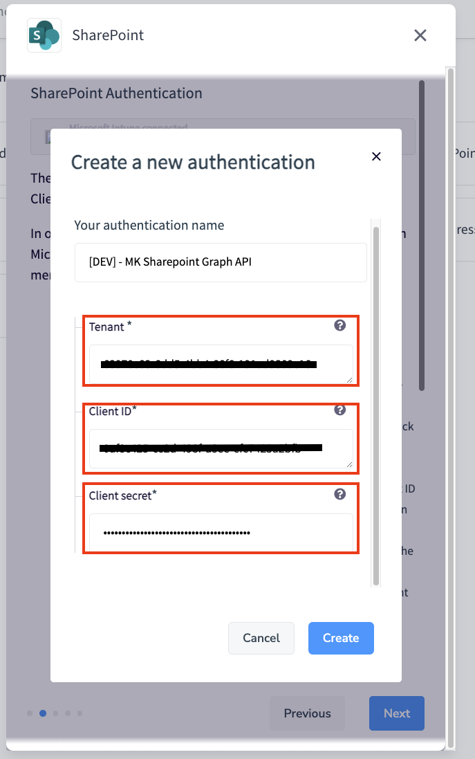 3.13 Paste the Tenant ID, Client ID and Client Secret.png